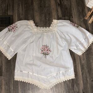 Floral Embroidered White Blouse